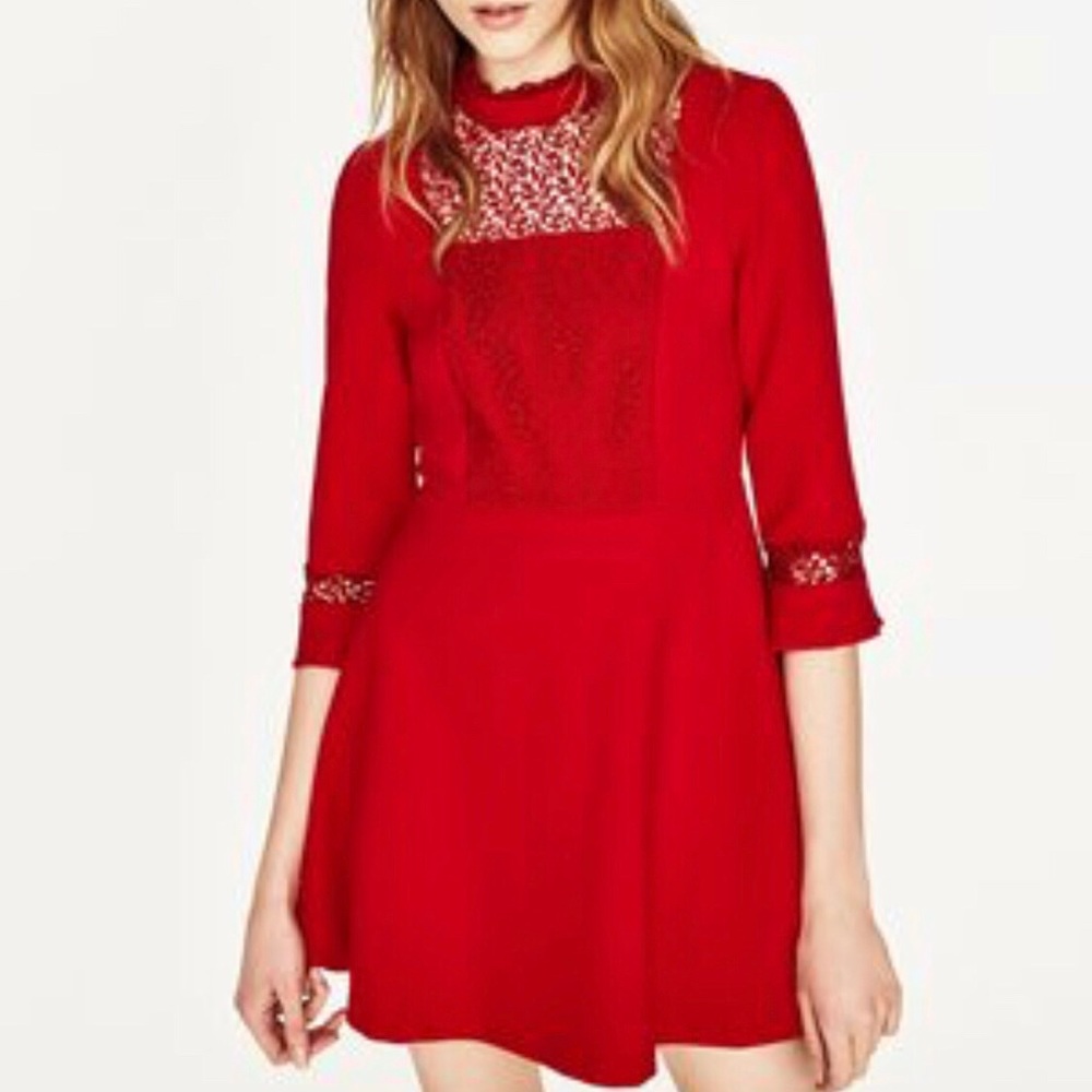 NWOT Zara Red Lace Dress